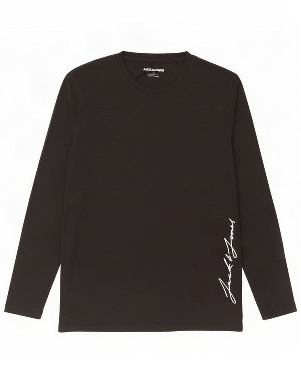 Top gráfico masculino Jack & Jones manga comprida grande preto