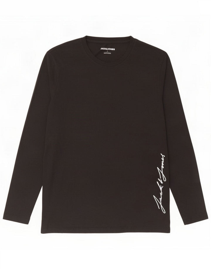 Top gráfico masculino Jack & Jones manga comprida grande preto