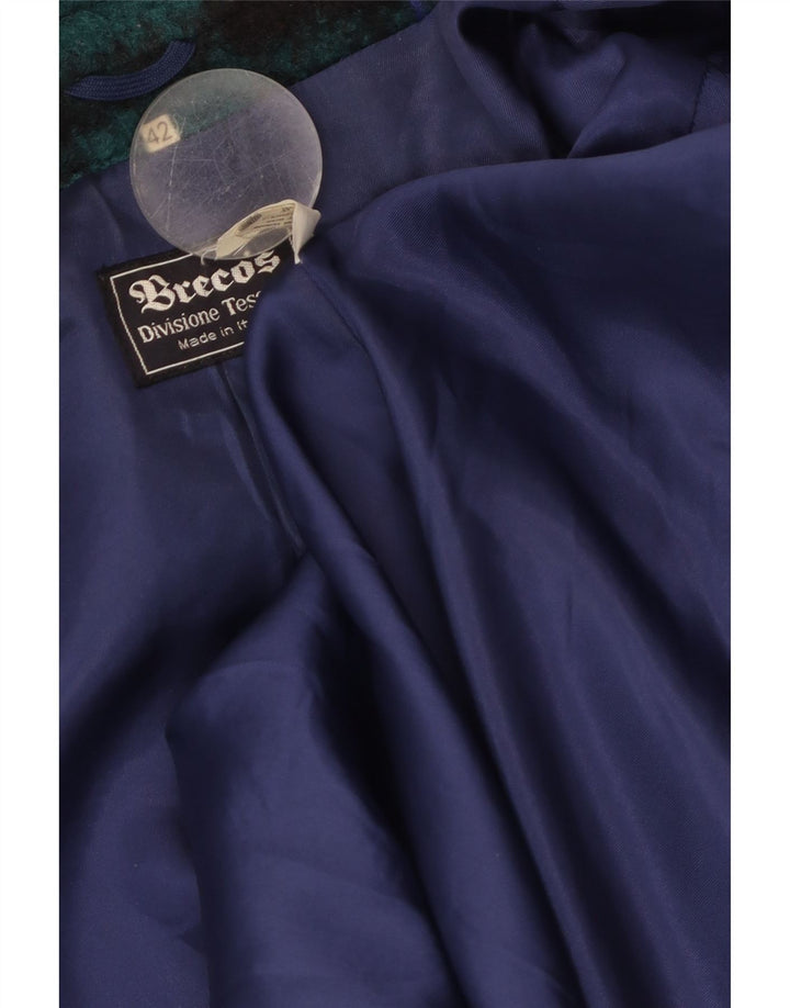 Sobretudo feminino Breco IT 42 lã virgem xadrez azul médio