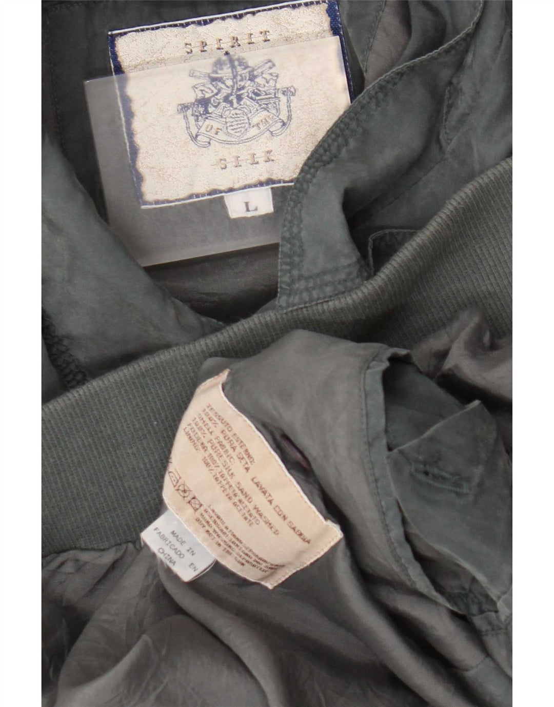 Jaqueta bomber masculina vintage UK 40 grande seda cinza