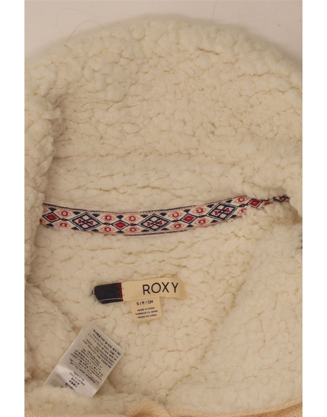 Jaqueta feminina ROXY Sherpa para treino UK 10 pequeno algodão branco