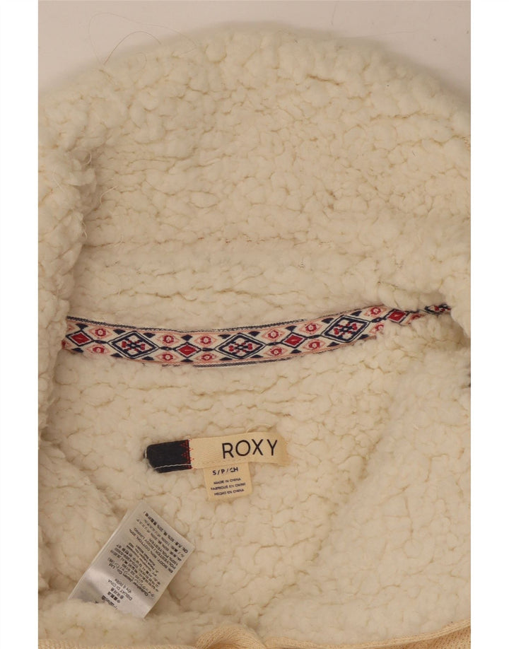 Jaqueta feminina ROXY Sherpa para treino UK 10 pequeno algodão branco