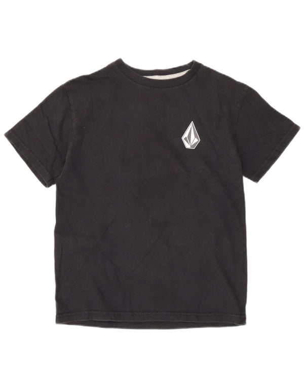 Camiseta feminina gráfica Volcom UK 10 pequena algodão preto