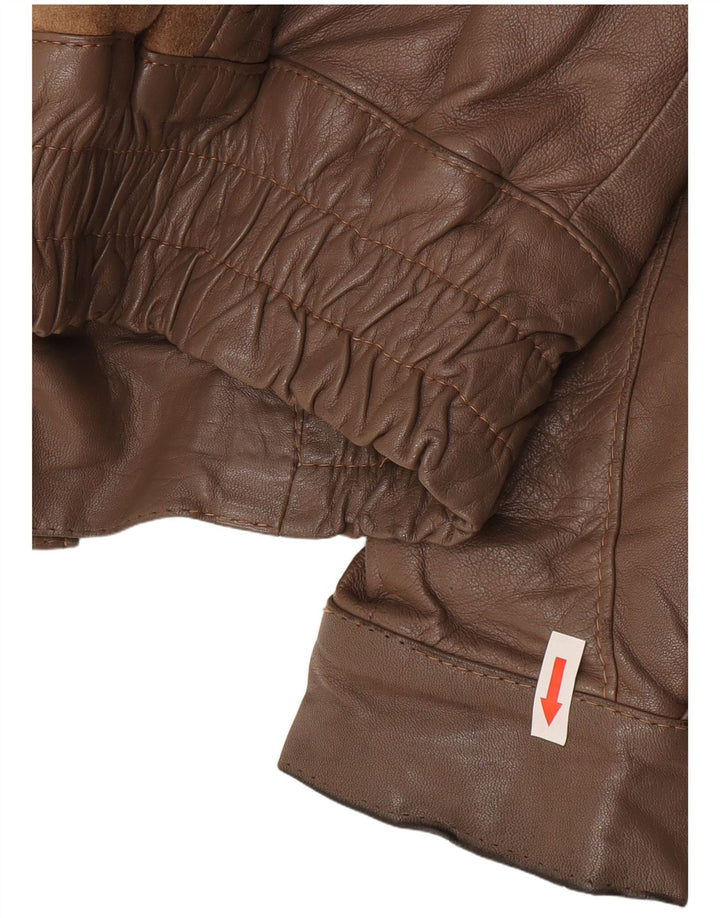Jaqueta masculina vintage Bomber Shearling IT 52 XL marrom