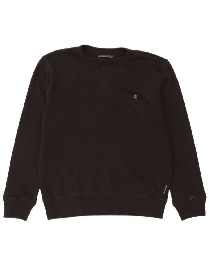 Moletom masculino French Connection Jumper grande algodão preto