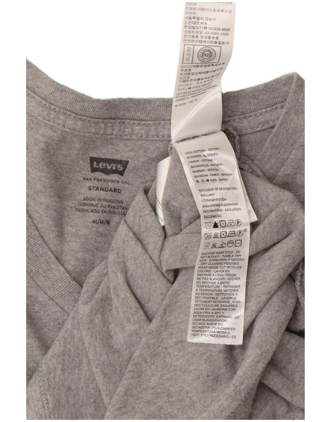 Camiseta masculina padrão LEVI'S algodão cinza médio