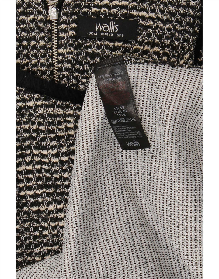 Vestido feminino Wallis UK 12 poliéster manchado preto médio
