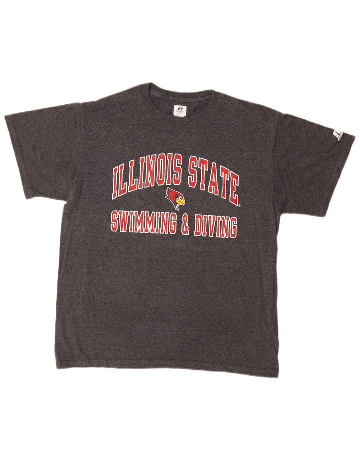 RUSSELL ATHLETIC Mens Graphic T-Shirt Top Medium Grey