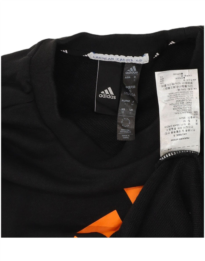 Adidas Mens Graphic Moletom Jumper Pequeno Algodão Preto