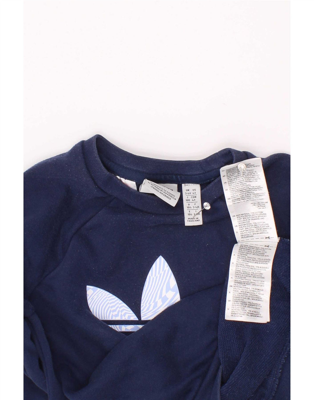 Camisola gráfica Adidas Boys 3-4 anos azul marinho algodão