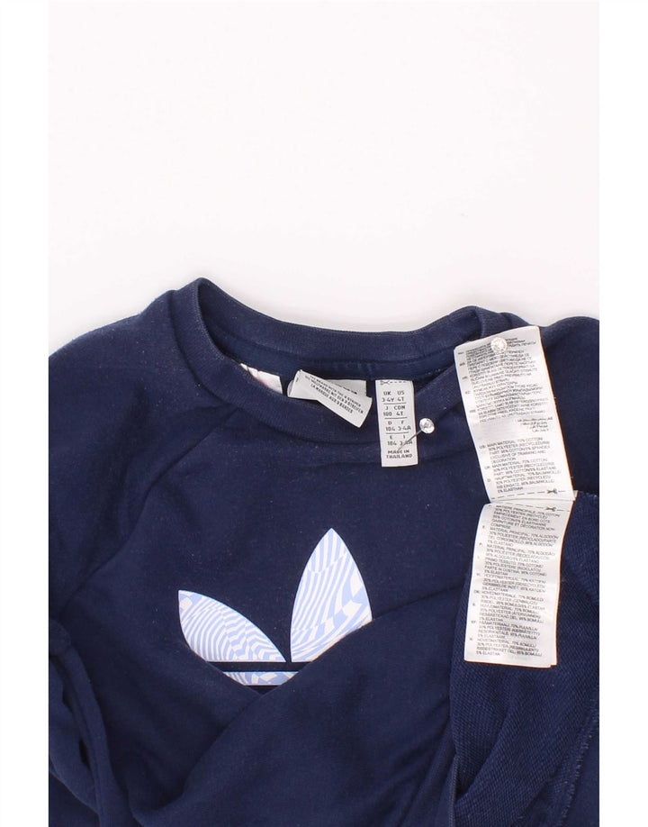 Camisola gráfica Adidas Boys 3-4 anos azul marinho algodão