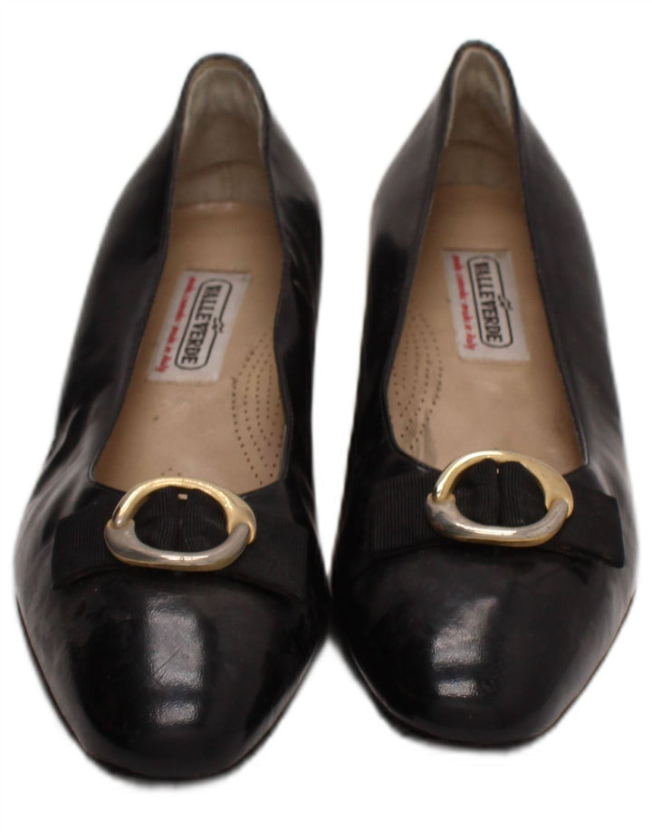 Ballet feminino de couro Valle Verde liso tamanho Reino Unido 6 couro preto