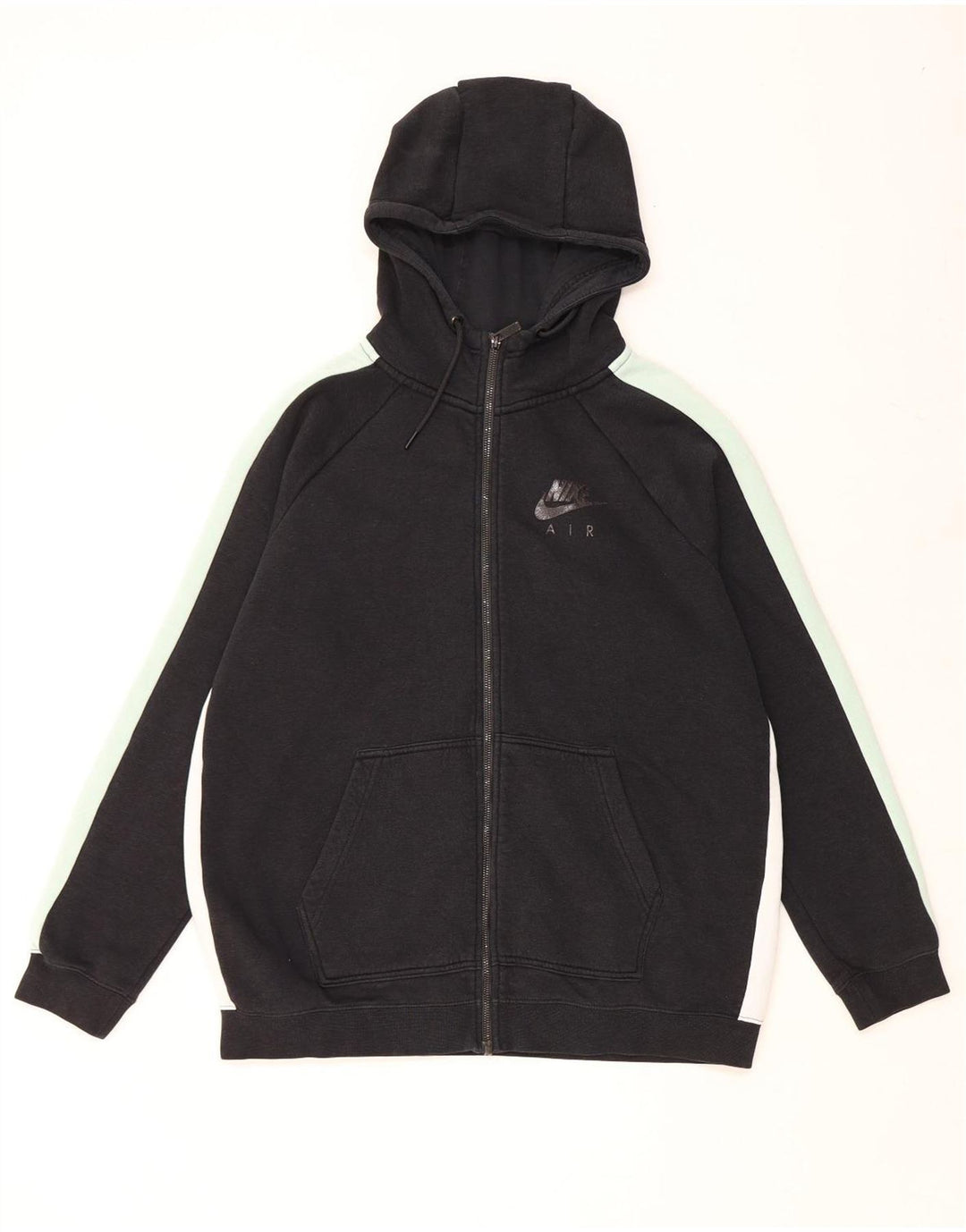 Suéter masculino NIKE com capuz e zíper grande preto de algodão colorido