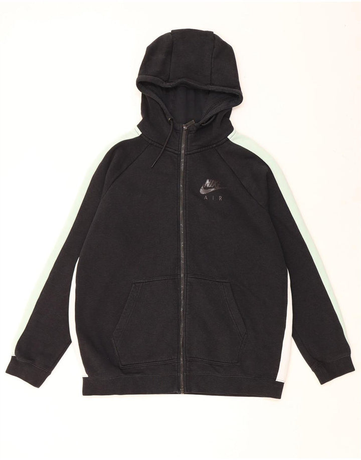 Suéter masculino NIKE com capuz e zíper grande preto de algodão colorido