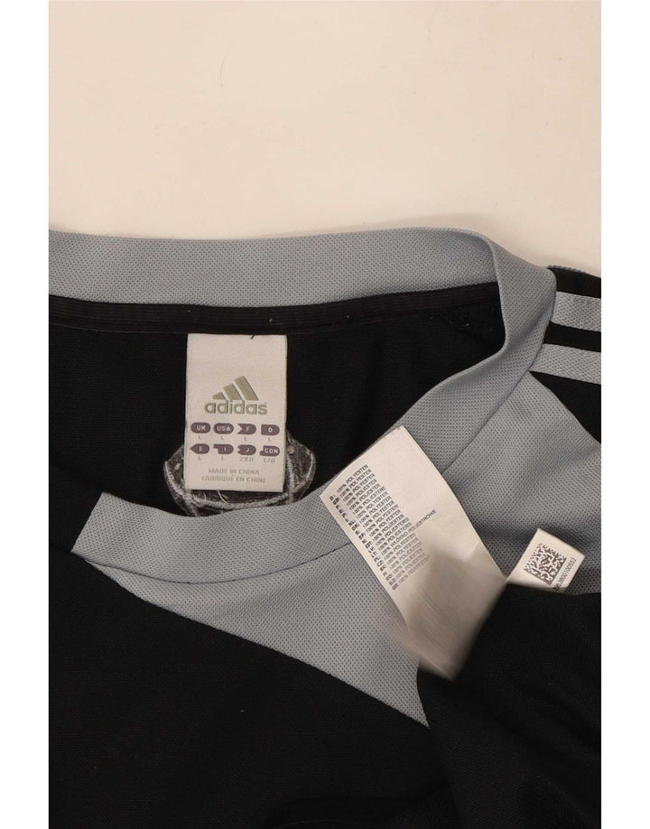 Adidas Mens Climalite Camiseta Top Grande Preto Colorblock Poliéster