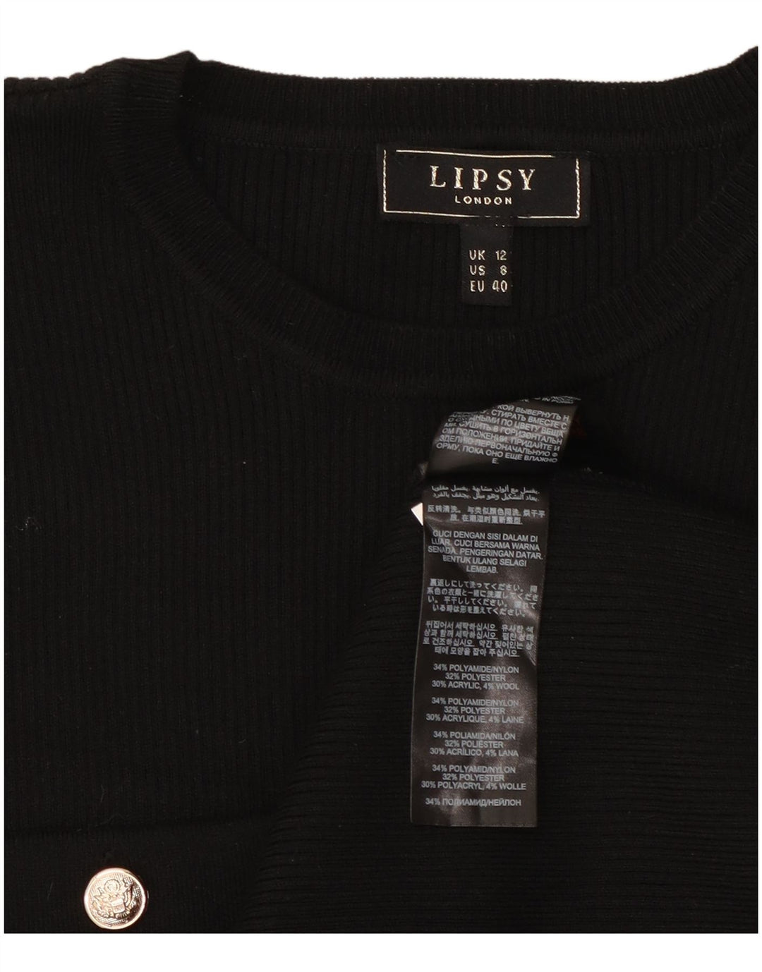 Vestido feminino Lipsy UK 12 médio preto poliamida