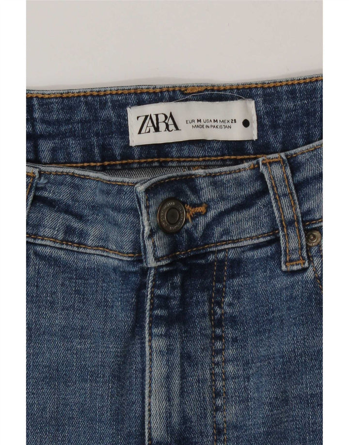 Saia jeans feminina maxi cintura alta Zara médio W28 azul