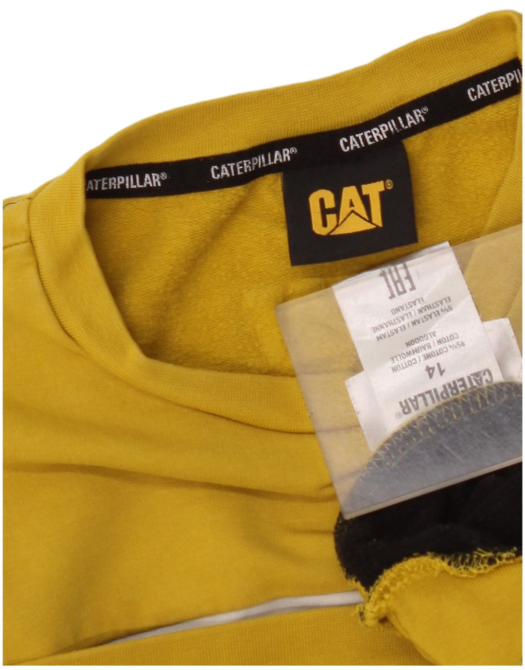 Suéter gráfico CAT Boys 13-14 anos amarelo colorblock algodão