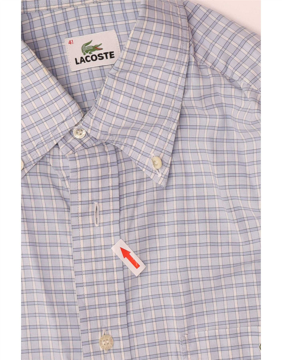 Camisa masculina Lacoste tamanho 41 grande algodão xadrez azul