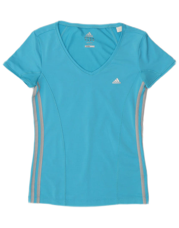Adidas Womens Climacool T-Shirt Top UK 10 Pequeno Azul Poliéster
