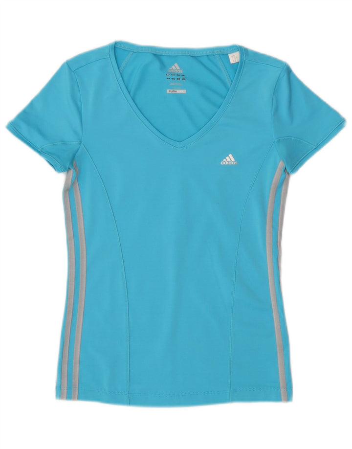 Adidas Womens Climacool T-Shirt Top UK 10 Pequeno Azul Poliéster