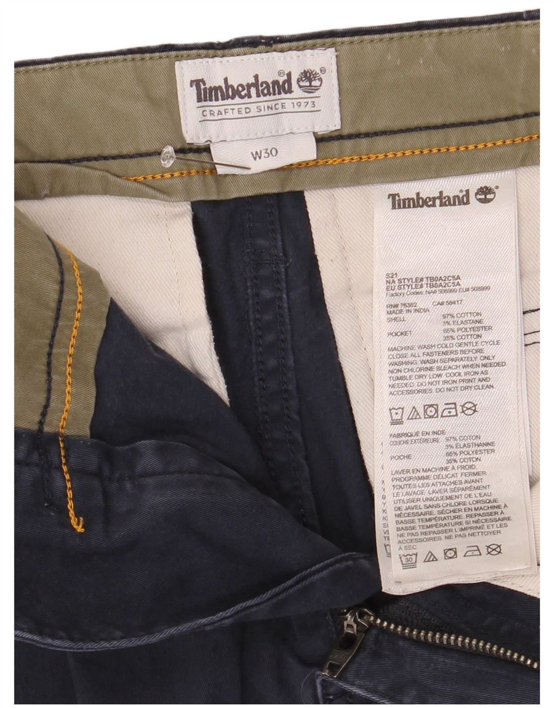 Timberland Mens Cargo Shorts W30 Médio Algodão Azul Marinho