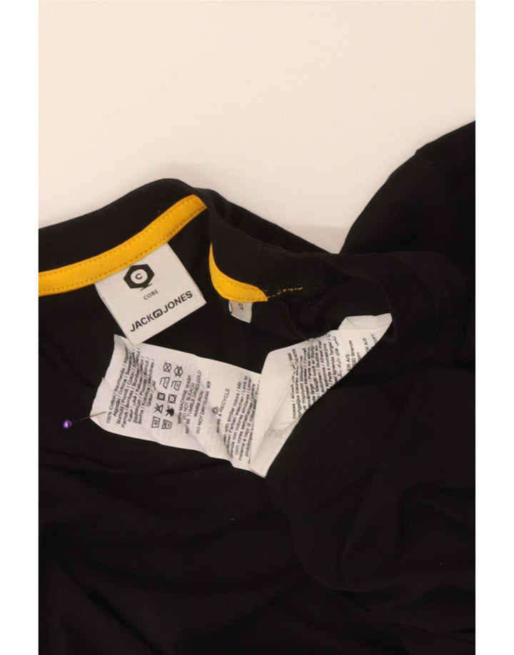 Camiseta gráfica masculina Jack & Jones, top pequeno de algodão preto