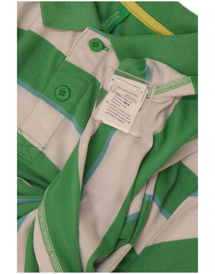 Pólo BENETTON Menino 10-11 Anos XL Verde Listrado Poliéster