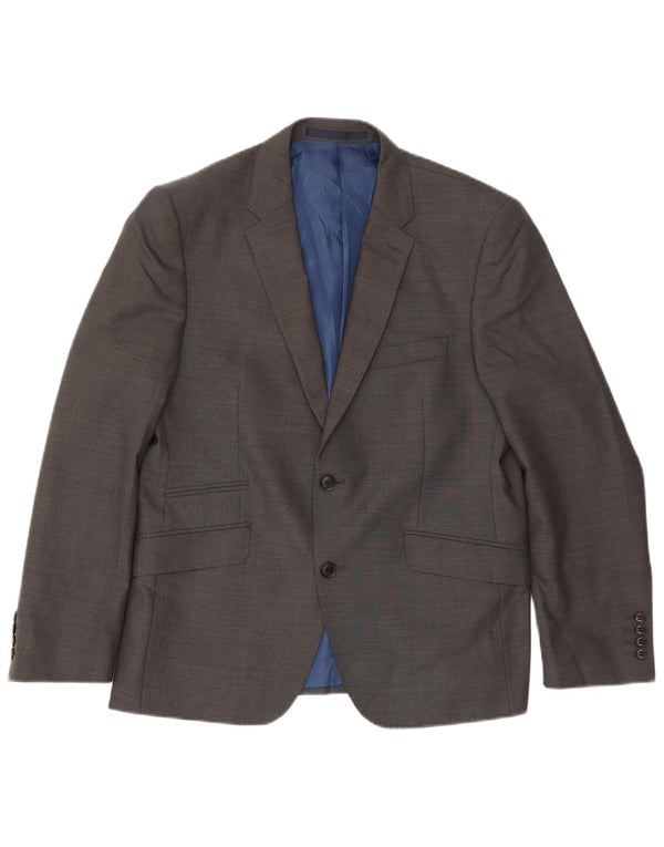 Jaqueta blazer masculina de 2 botões Marks & Spencer Reino Unido 40 lã cinza médio