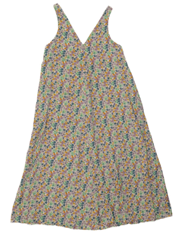 Vestido maxi feminino sem mangas Zara Reino Unido 10 pequeno floral multicolorido