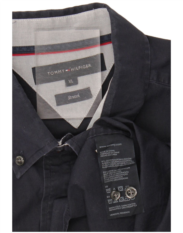 Camisa elástica masculina TOMMY HILFIGER XL azul marinho algodão