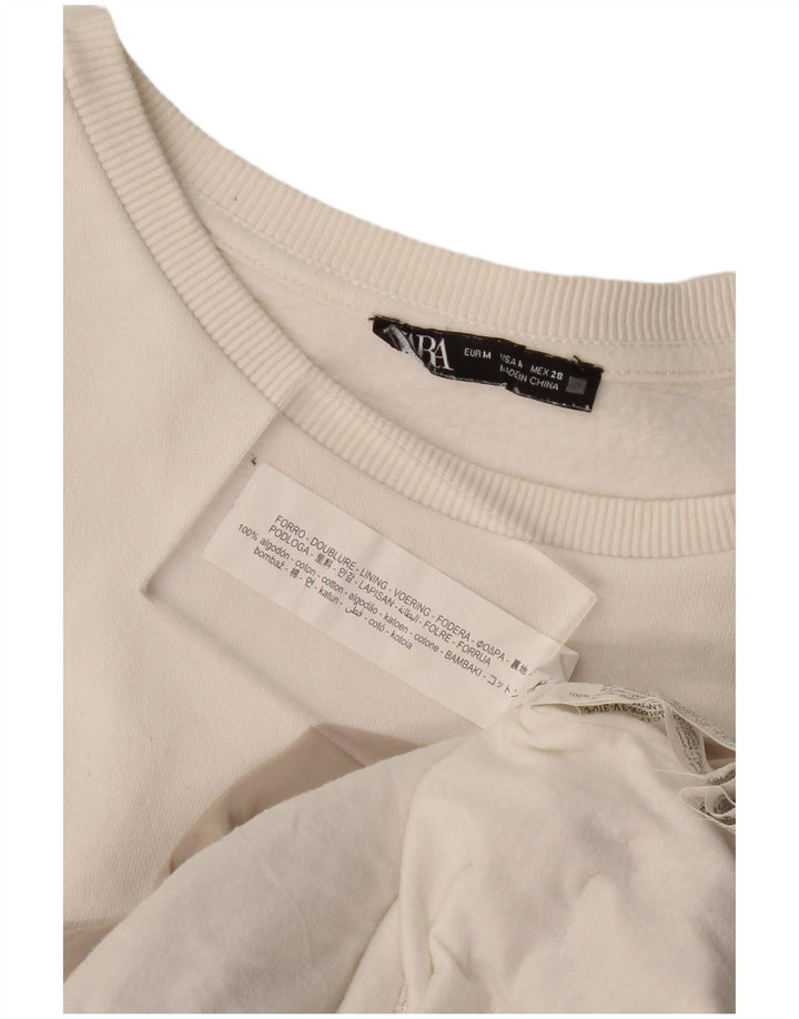Moletom feminino ZARA UK 12 médio off white algodão colorblock