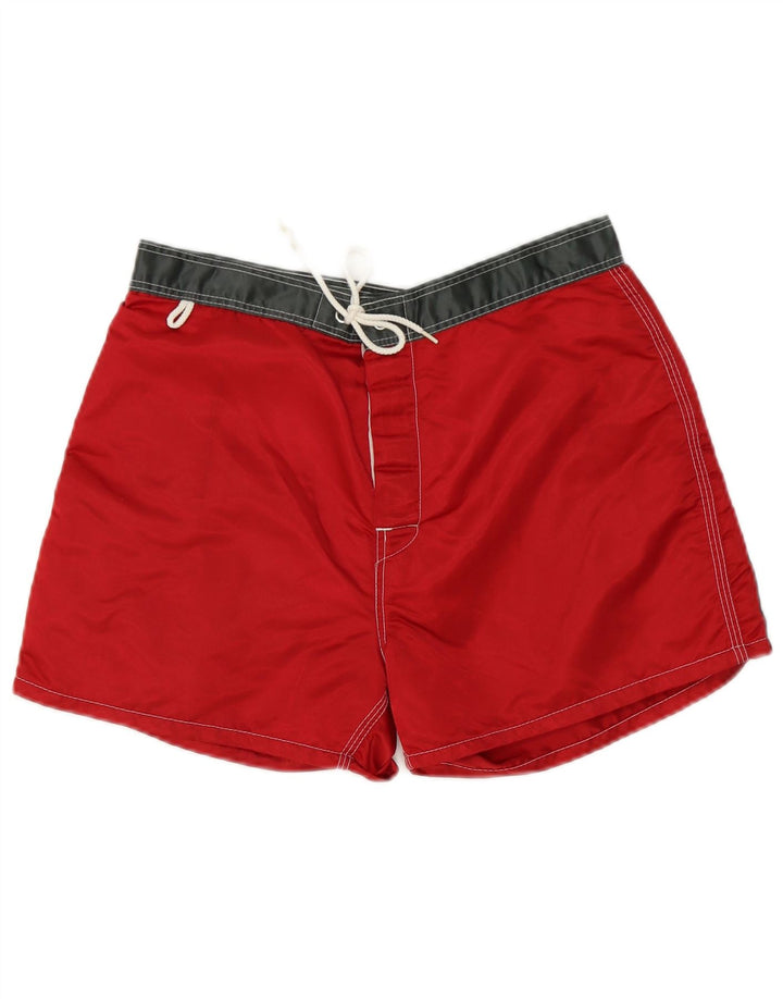 Sundek Mens Graphic Natação Shorts Médio Listrado Vermelho Nylon