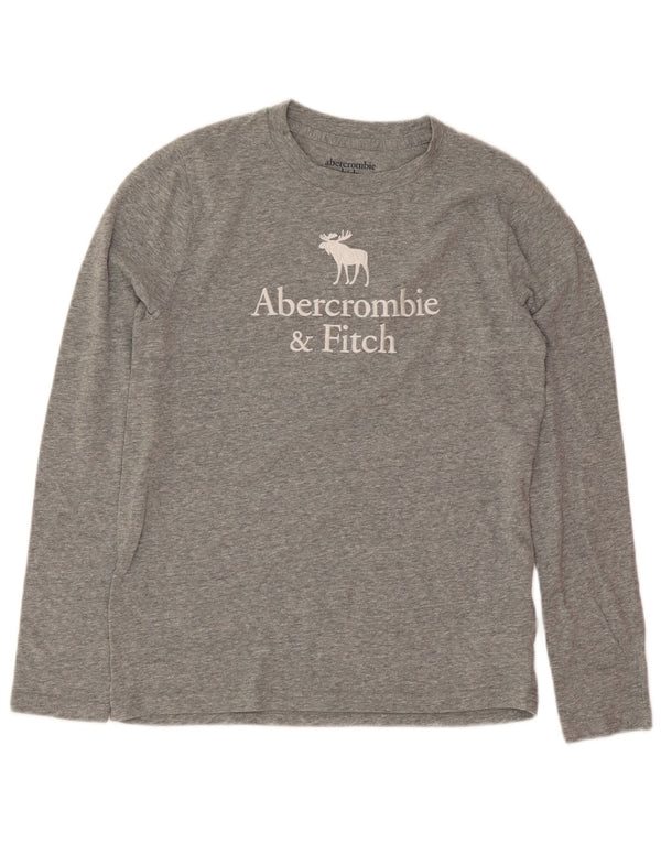Abercrombie & Fitch Boys Graphic Top manga comprida 11-12 anos cinza manchado