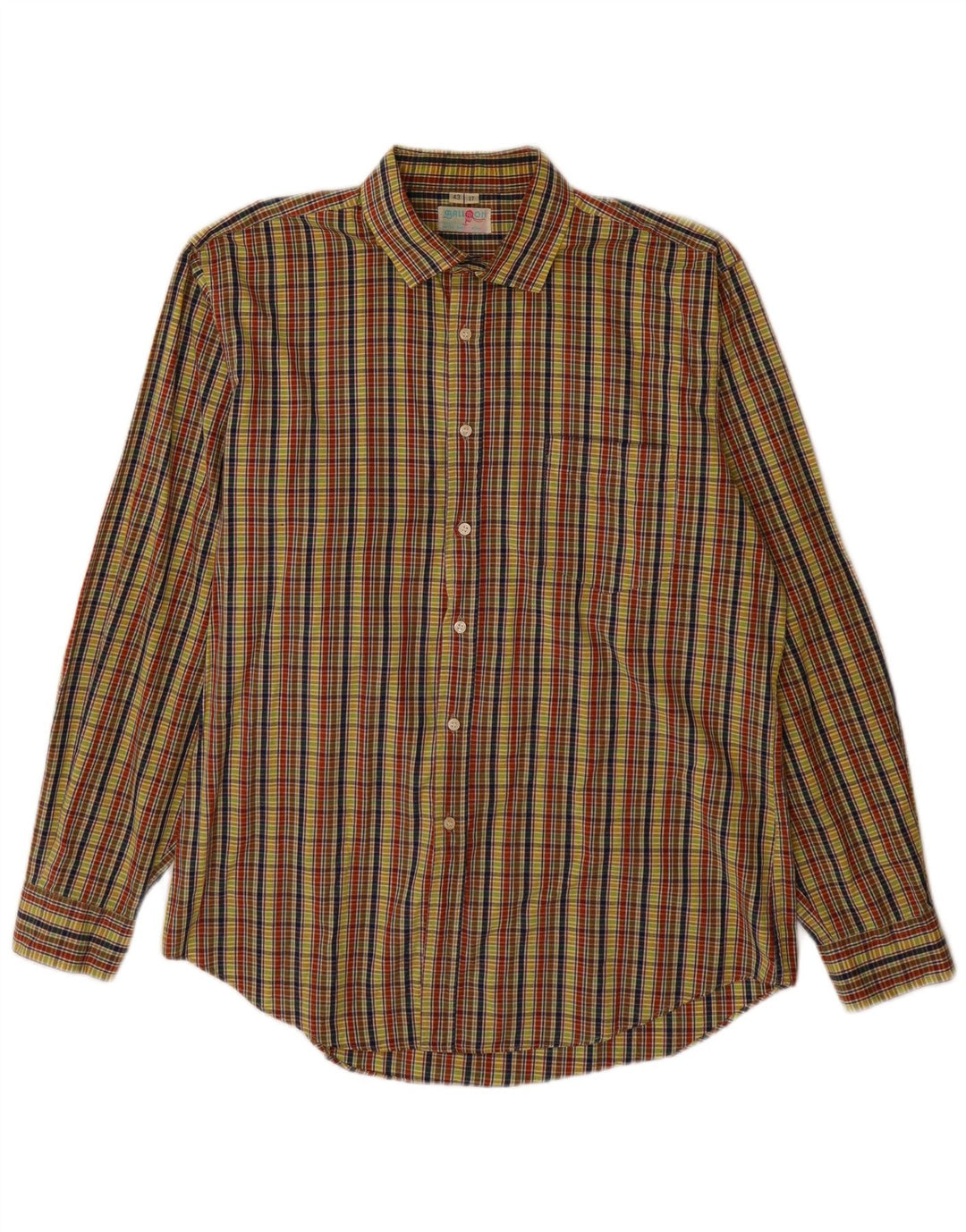 Camisa masculina balão tamanho 43 17 XL algodão xadrez multicolorido