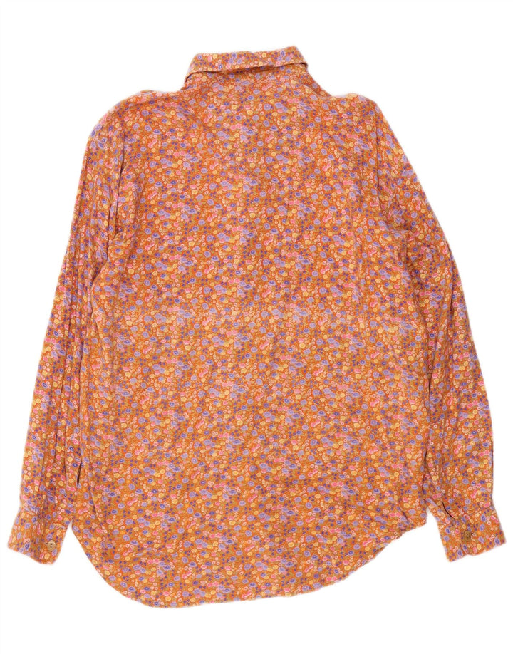 Camisa feminina vintage UK 14 viscose floral multicolorida média
