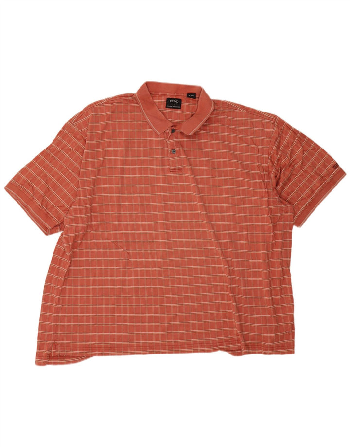 Camisa polo masculina Izod 2XL algodão xadrez laranja