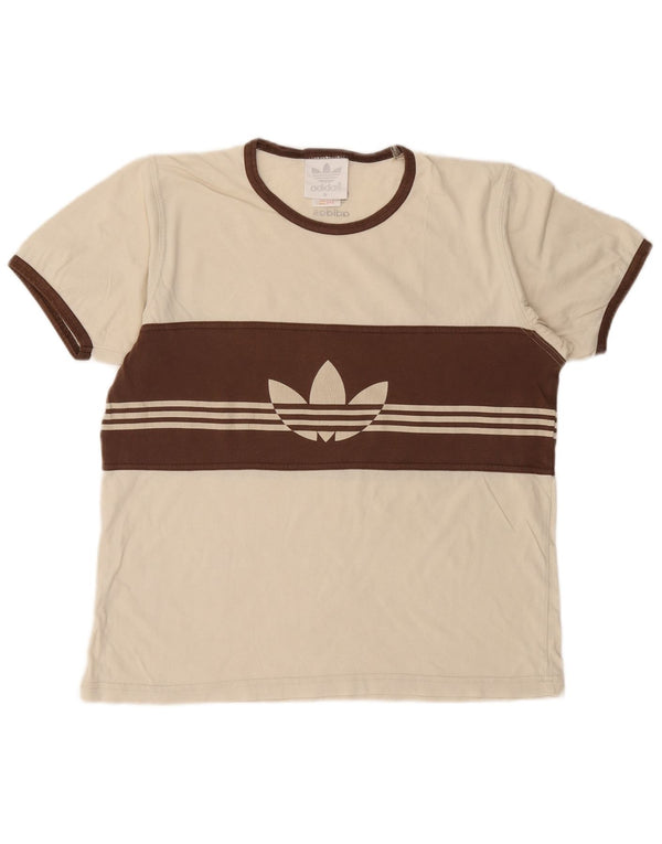 Adidas Mens Graphic T-Shirt Top Médio Off White Algodão Colorblock