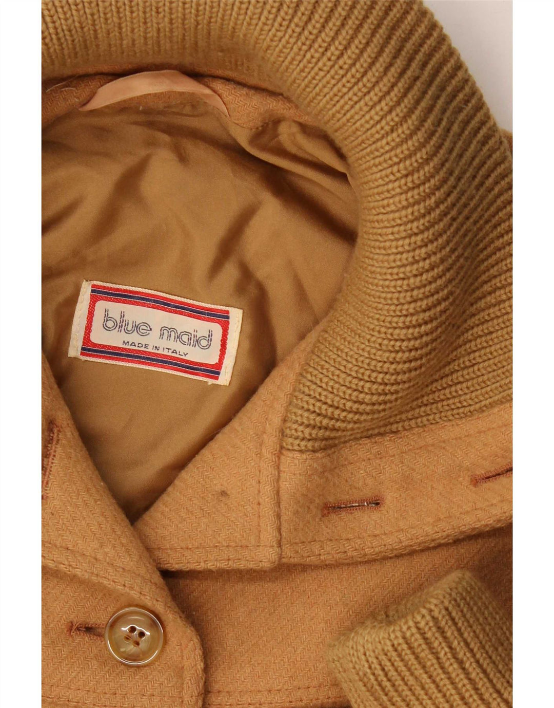 Sobretudo feminino vintage UK 14 lã bege médio