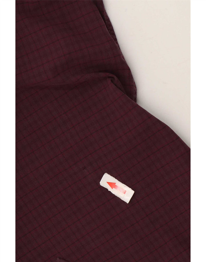 Camisa masculina Calvin Klein de algodão guingão médio Borgonha