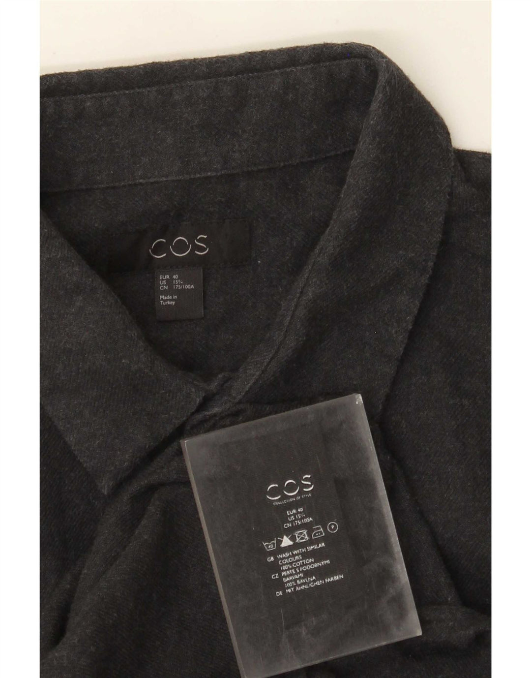 Camisa masculina Cos EU 40 algodão cinza médio