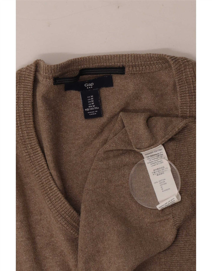 Suéter masculino Gap com decote em V de algodão bege médio