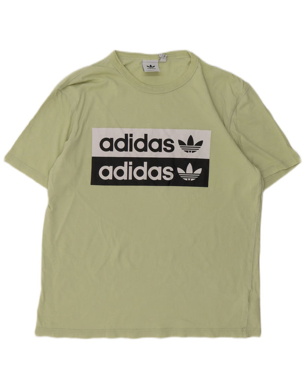 Adidas Mens Graphic T-Shirt Top Medium Green Cotton