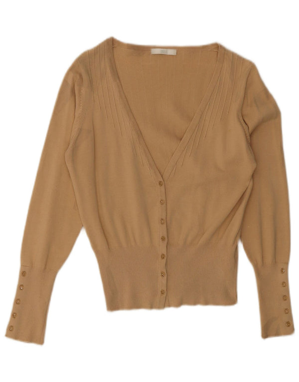 Suéter cardigã feminino MARKS & SPENCER Reino Unido 12 algodão bege médio