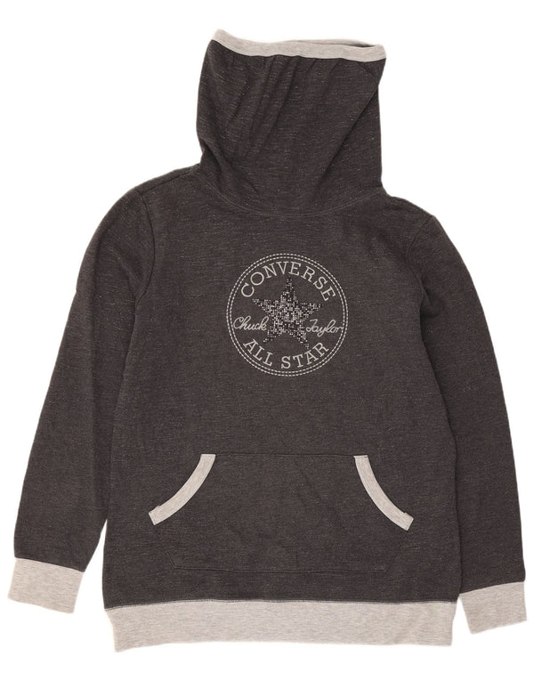Converse feminino gráfico moletom jumper UK 10 pequeno bloco cinza colorido
