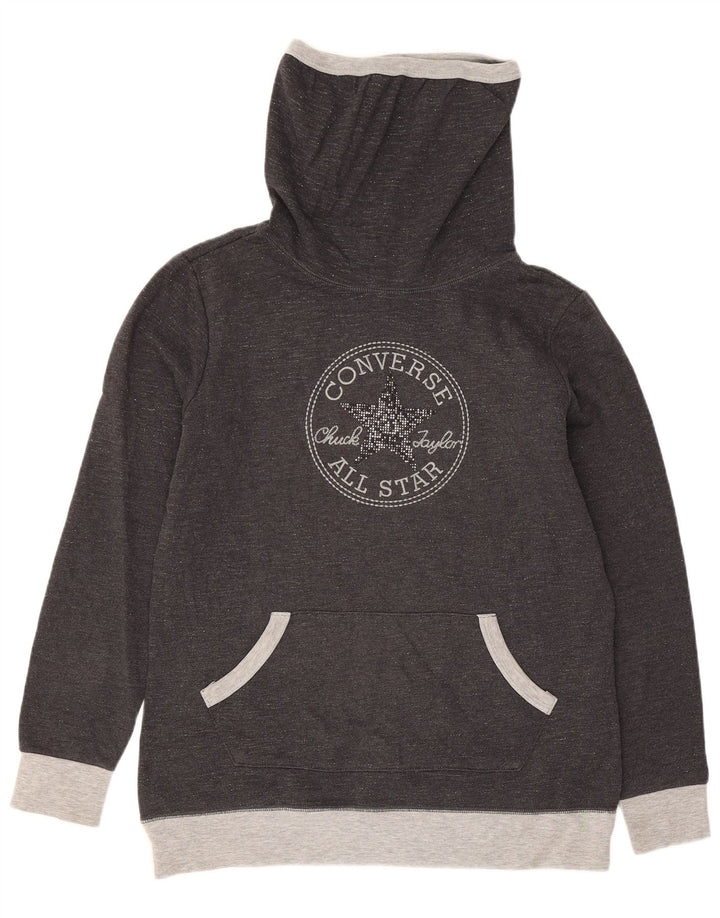 Converse feminino gráfico moletom jumper UK 10 pequeno bloco cinza colorido
