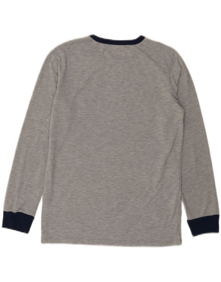 Eddie Bauer Boys Graphic Top manga comprida 10-11 anos cinza médio manchado