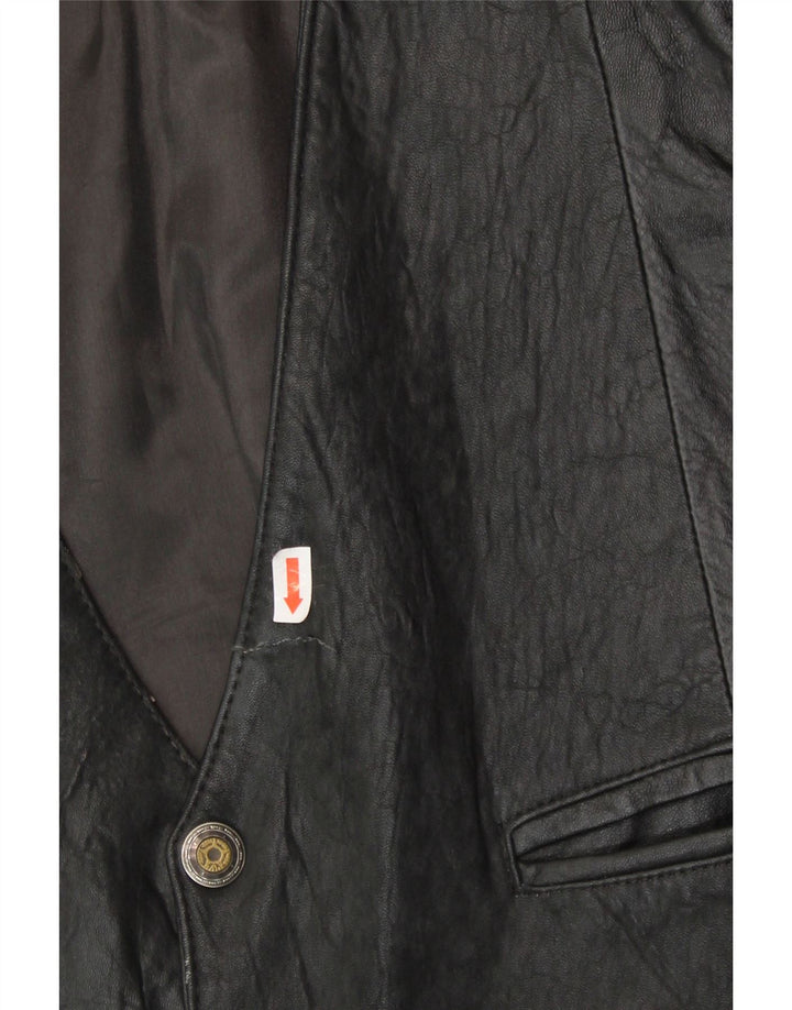 Colete de couro masculino VINTAGE grande preto