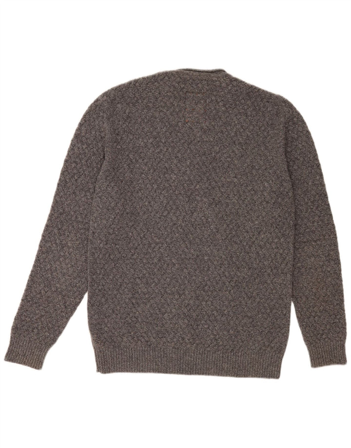Suéter masculino Barbour com gola redonda e lã cinza pequena