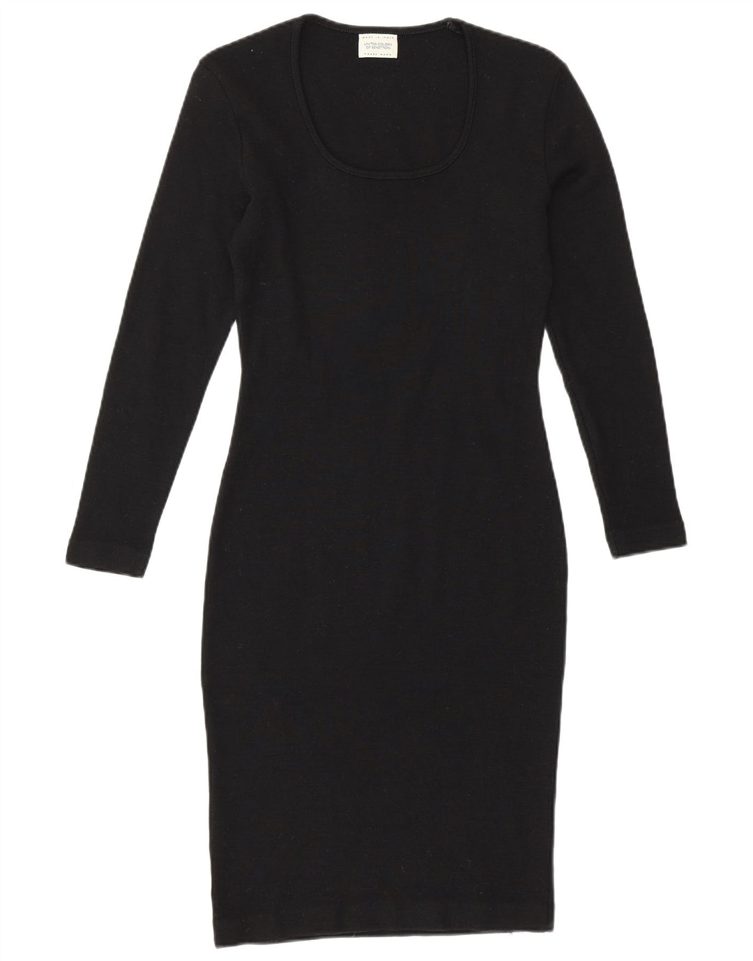 Vestido bodycon feminino de manga comprida BENETTON Reino Unido 8 pequeno preto